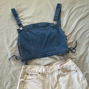 Fashion Nova Denim Overall Crop